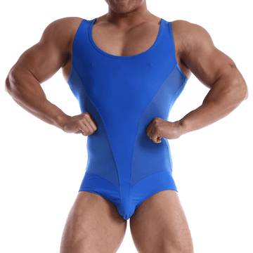 Men's Sexy Sport Bodysuit / Sleeveless Bulge Pouch Patchwork Underwear - EVE's SECRETS